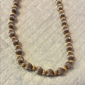 Elegant Silver and Gold Beaded Necklace